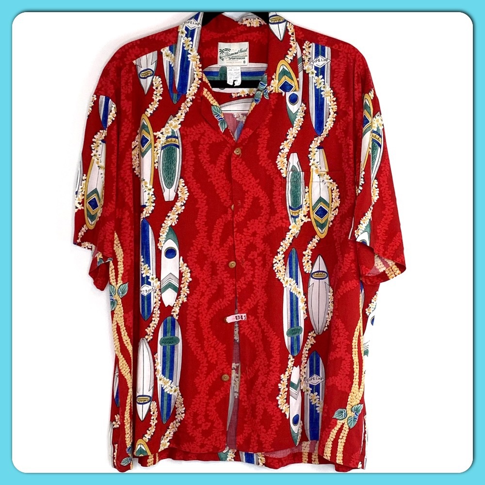 VTG Diamond Head Hawaiian Shirt Reds EUC - XL